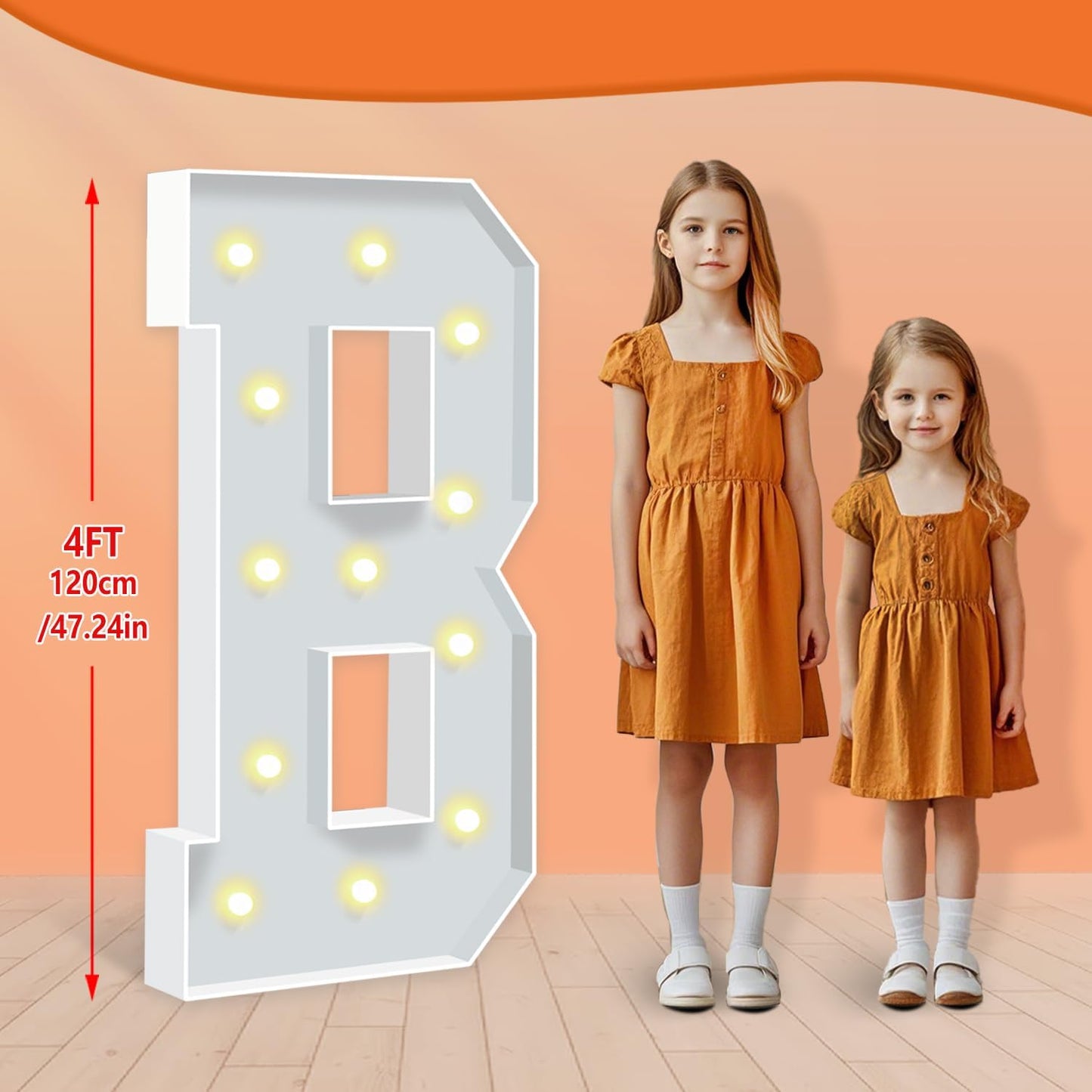 4FT Marquee Letters, Big Mosaic Light Up Letters B, Cardboard Letter for Birthday Decorations, Baby Shower, Engagement Party Decorations, Marquee Sign Pre-Cut Foam Board Kit