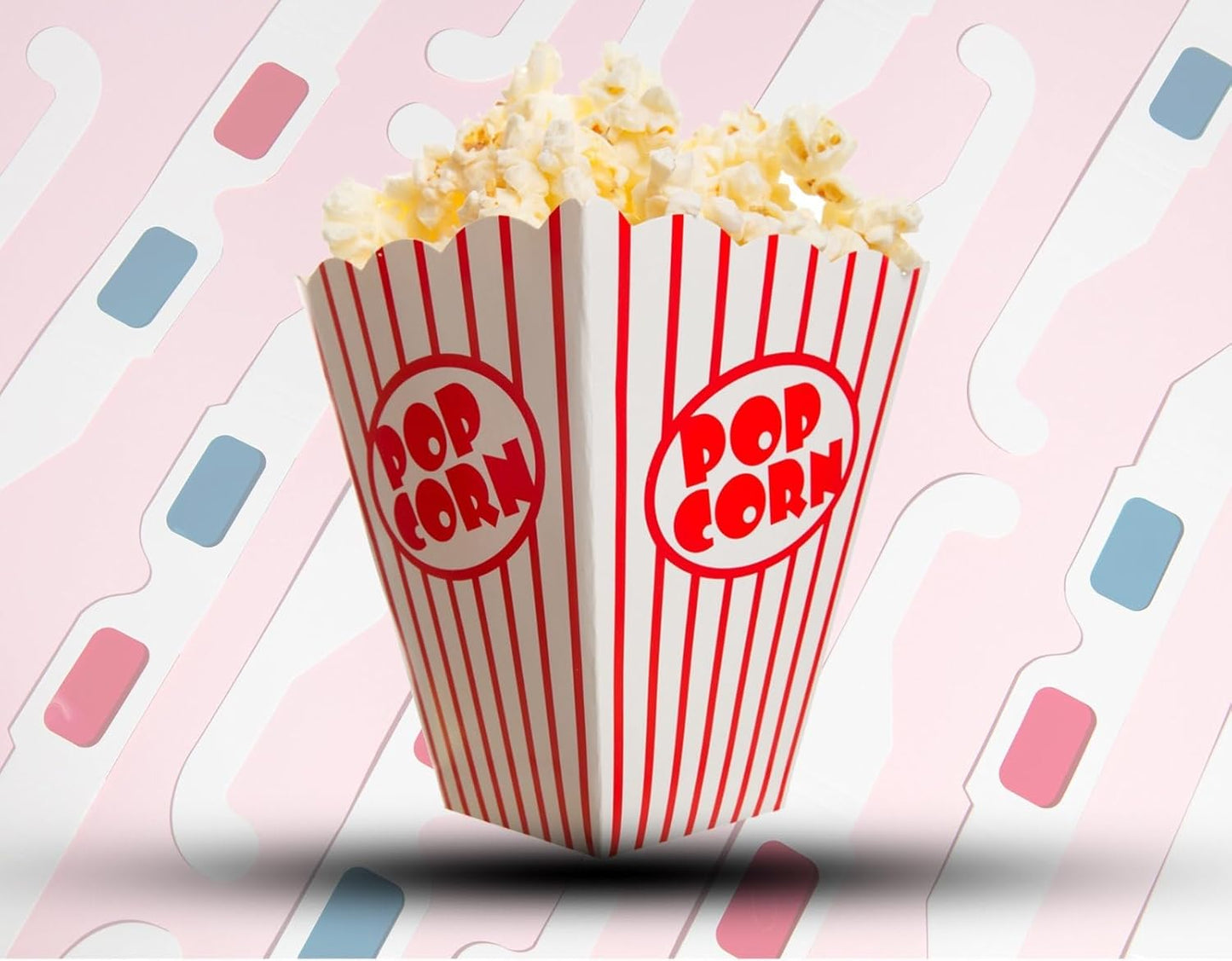 50 Pack Popcorn Boxes Movie Night Popcorn Bags for Party Red and White Popcorn Bags for Popcorn Vintage Snack Box Concession and Carnival Party Supplies, Individual Popcorn Bucket Containers (50)