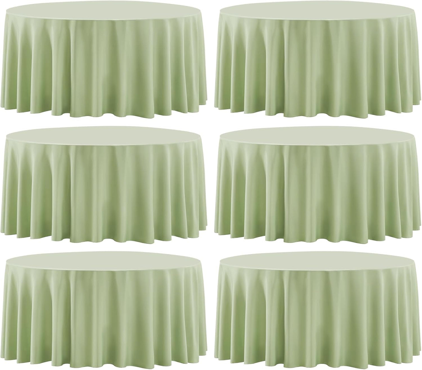 Round Tablecloth 120 Inch 6 Pack Sage Green Tablecloths Washable Decorative Linen Polyester Table Clothes Cover for Dining Table Banquets Buffet Parties and Wedding