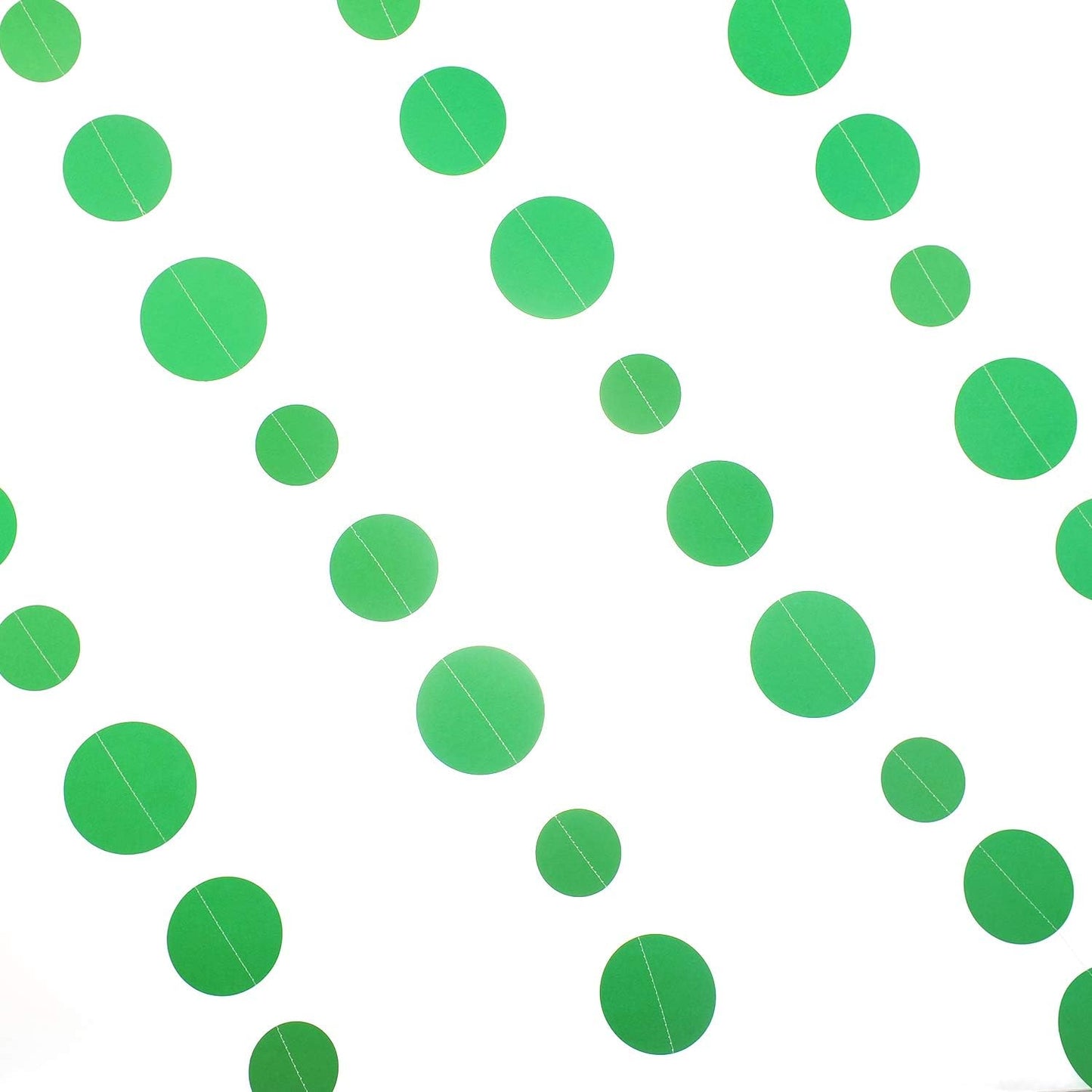 Green Paper Garland Circle Dot Party Banner Streamer Backdrop Hanging Decorations, 20 Feet in Total