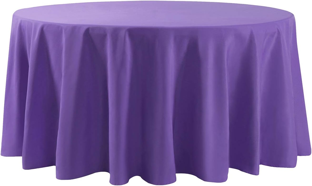 108 inch Round Tablecloth Washable Polyester Table Cloth Decorative Table Cover for Wedding Party Dining Banquet（108 inch,Purple）