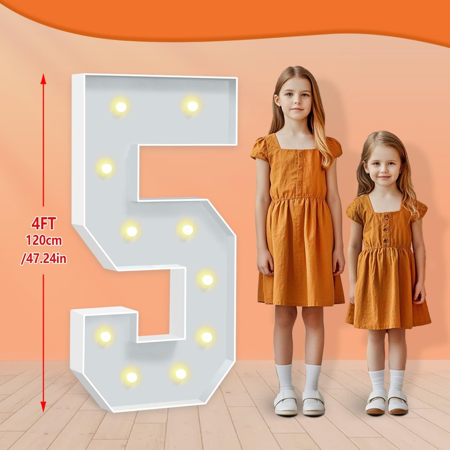 4FT Marquee Light Up Numbers 5, Mosaic Numbers with Light Bulbs for 5th 15th 50th Birthday Decorations, Big Marquee Sign for 2025 Graduation Decorations Wedding Engagement Party Decor Festival Party