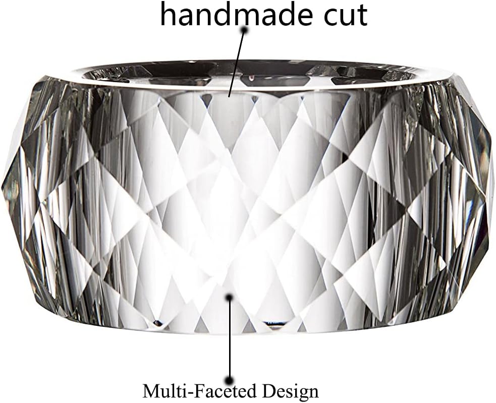 Crystal Napkin Ring Holders - 2 Inch Set of 12, Table Party Wedding Set Christmas Decorations for Dinner
