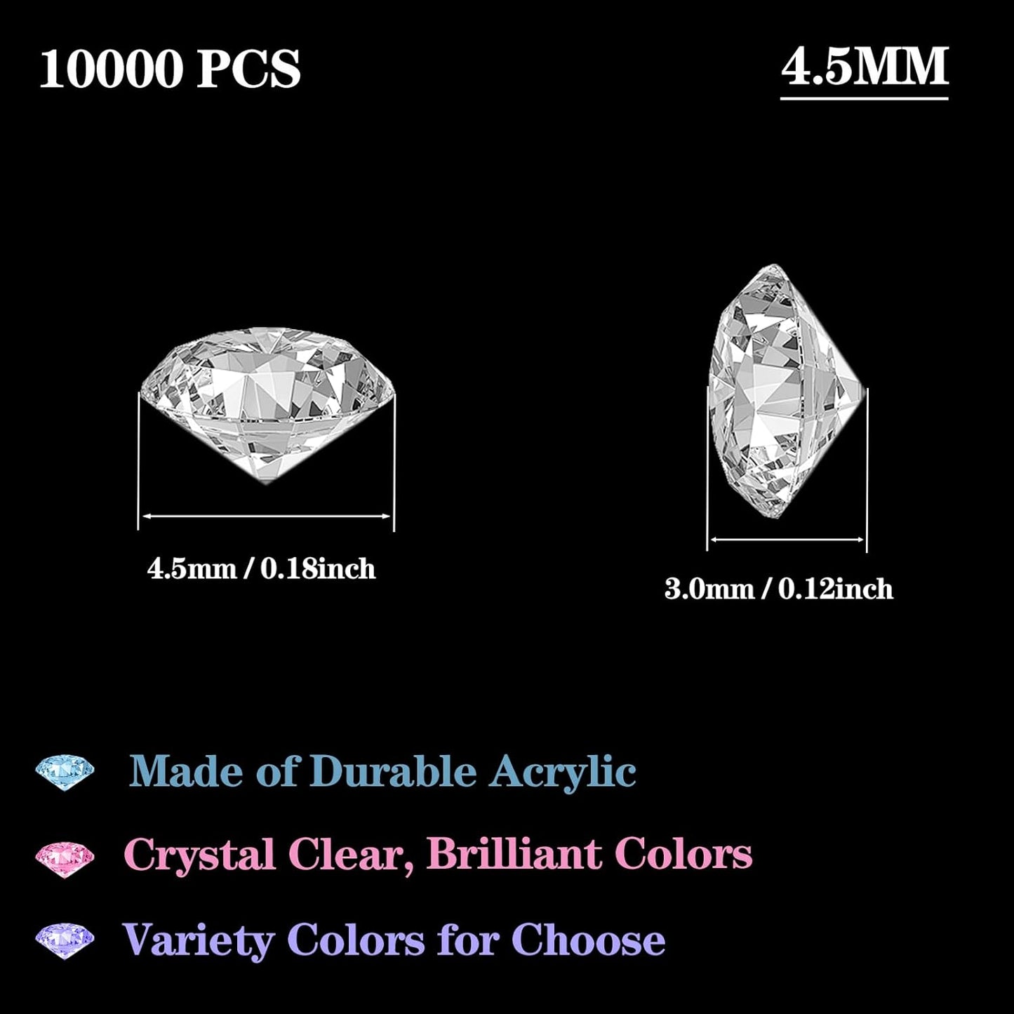 10000Pcs Crystal Acrylic Diamond Fake Gems Vase Filler, 4.5mm Faux Diamonds for Table Scatter Wedding Party, Bridal Shower, Birthday Decoration, Red