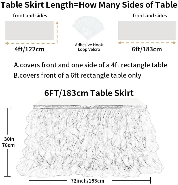 Luxury Organza Mesh Table Skirt Draping Floating Romance - Perfect for Bridal Showers, Birthday Weddings - Clear Flowing Decoration for a Wonderful Main Cake Table (Black-6ft, 72" L×30" H)