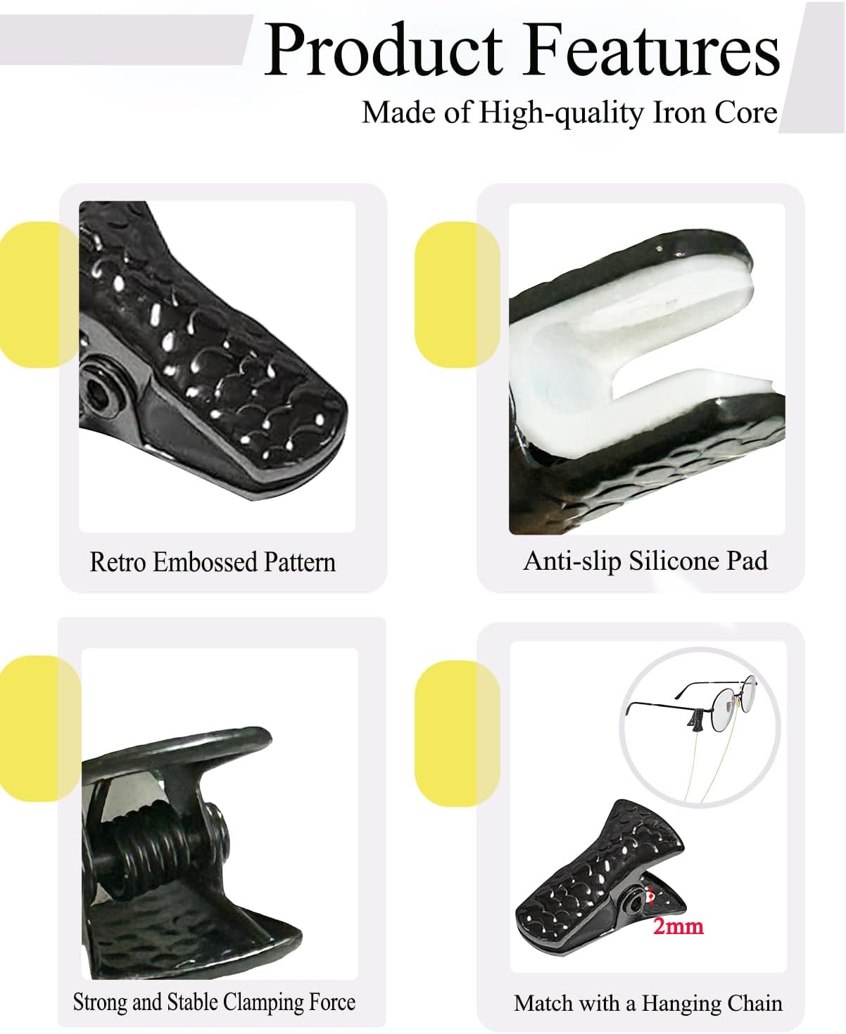 40-Pack Small Alligator Clips with Steel Core & Non-Slip Silicone| Multipurpose Clips for Delicates, DIY Crafts, Office & Home(Deep Black+Black)