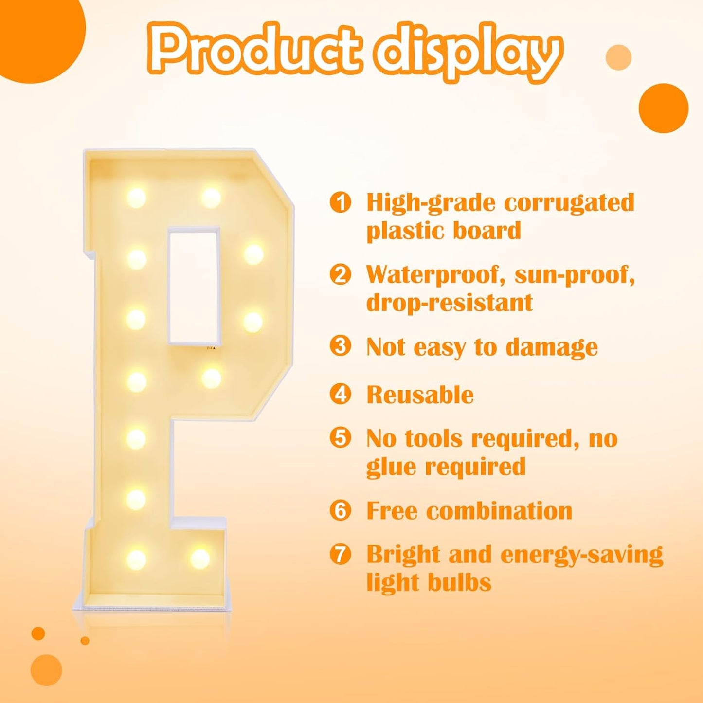 4ft Marquee for Letters P, Large Light up Letters, Multifunctional Large Marquee for Letters 4 Feet Tall for Party Decorations, Letter Balloons, Wedding Decor, Proposal Decorations (Letters P)