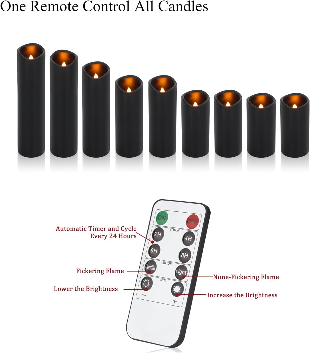 Vinkor Flameless Candles (Black Set of 9)