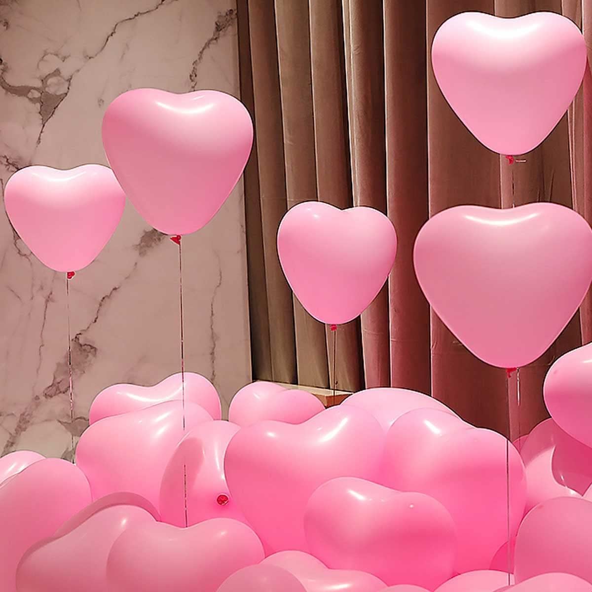 50 6-inch Pink Color Heart shaped Latex Balloons for Valentines Day,Propose Marriage,Wedding Party.