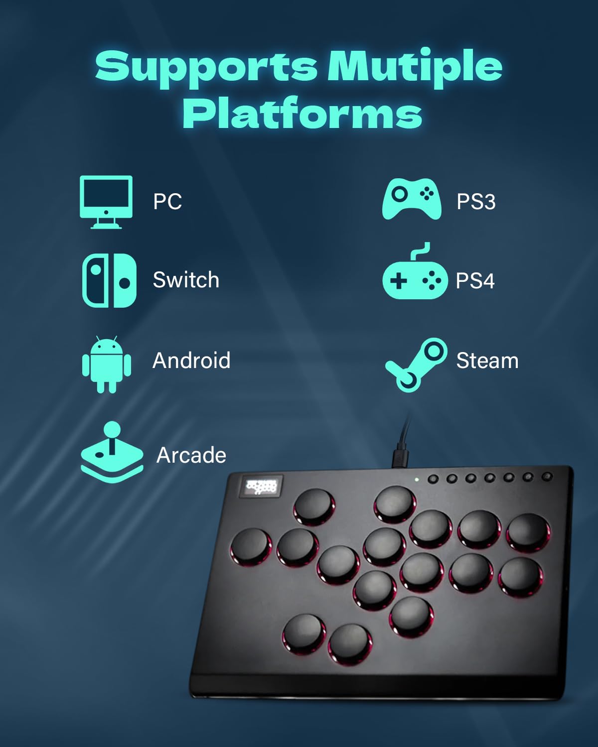 Borcham Haute42 M16 All-Button Arcade Stick, Leverless Arcade Controller with DIY RGB & Turbo Functions, Compatible with PC/Ps3/Ps4/Switch/Steam Deck, Supports Hot Swap & SOCD