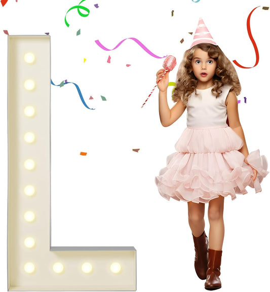 eufony Marquee Letters 4 Feet Tall, 4 FT Marquee Light Up Letters, Giant Light Up Letters 4FT for Birthday Party Baby Shower Gender Reveal Graduation Decorations, Letter L with LED Lights DIY Kit