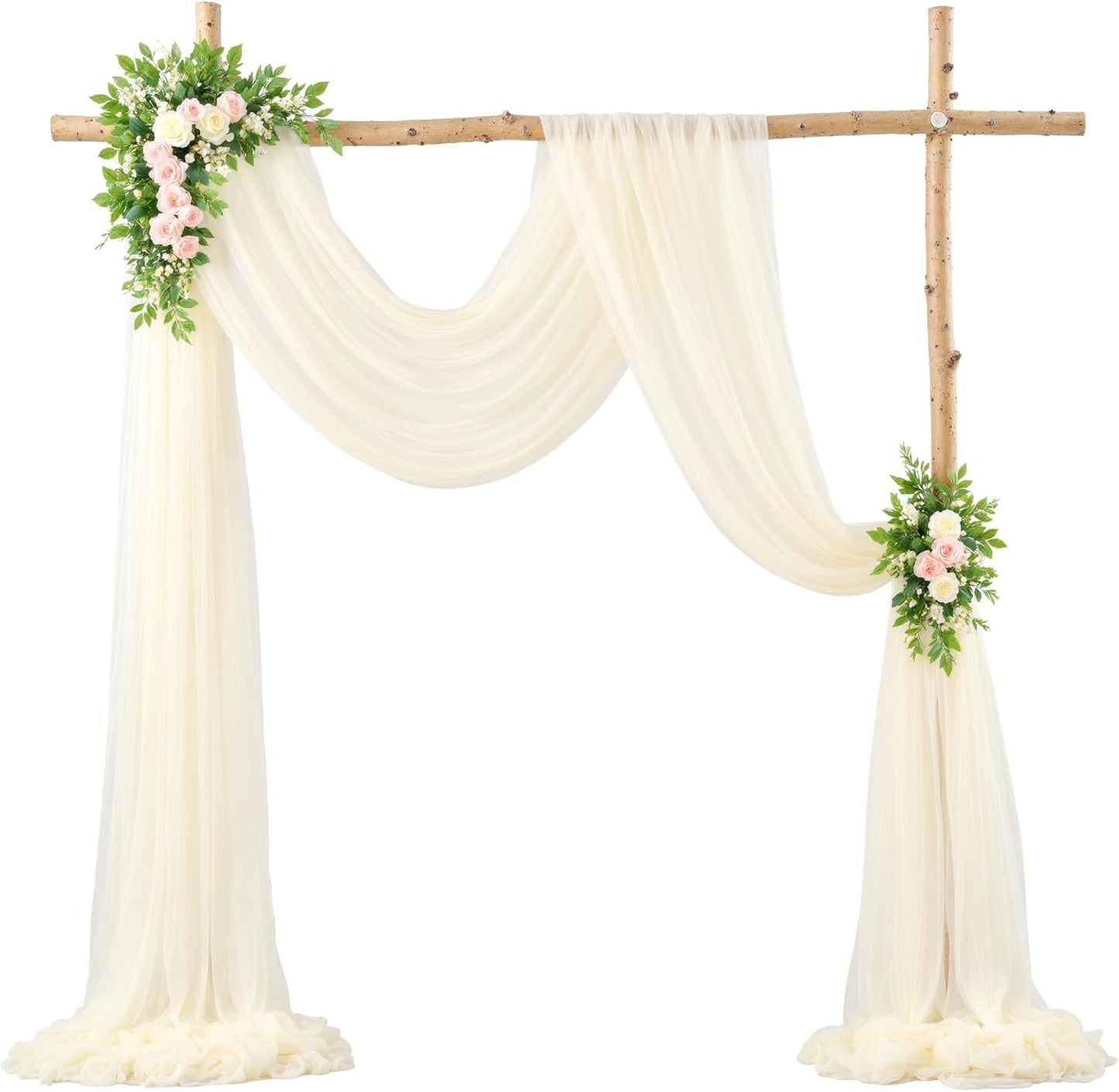 Wedding Arch Draping Fabric Backdrop 1 Panel 30" x 19Ft Ivory Drapes Curtains for Wedding Reception Sheer Tulle Backdrop Curtain for Ceremony Birthday Party Baby Shower Arbor Ceiling Decorations