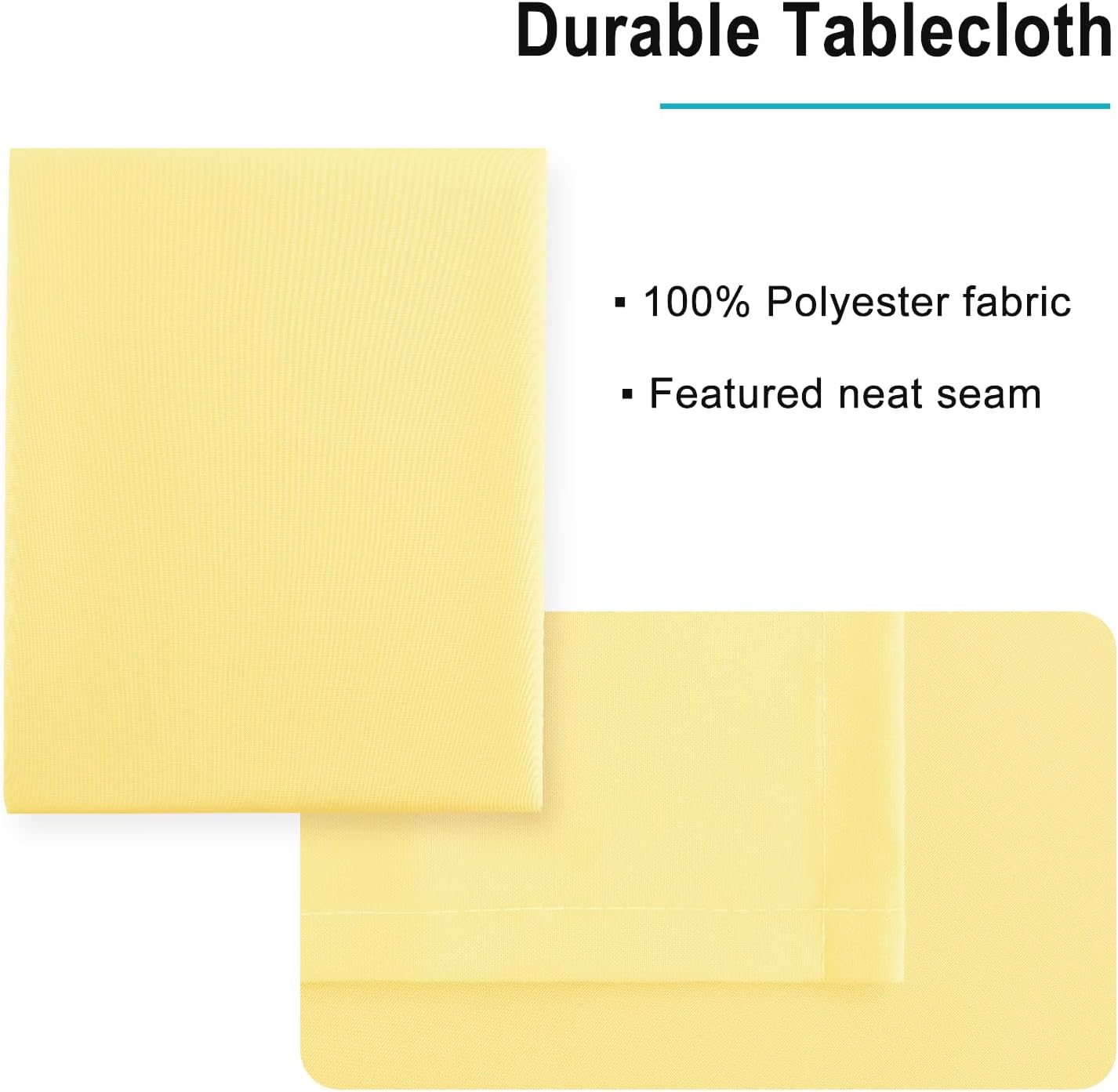 Hiasan Light Yellow Rectangle Tablecloth - Waterproof Washable Polyester Fabric Table Cloth for Buffect Dining Birthday Party Wedding, 54 x 80 Inch