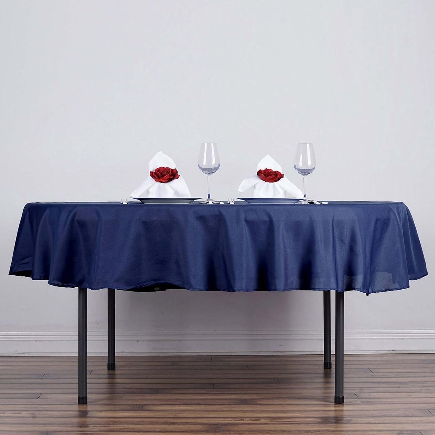 Efavormart Round Tablecloth, 70 Inch Stain & Wrinkle Resistant Washable Table Cloth, Decorative Polyester Fabric Table Cover for Banquet, Wedding, Dining- Navy Blue