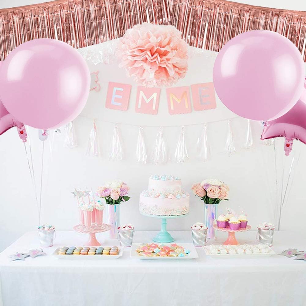 BEISHIDA 3 Packs 30 Feet Metallic Foil Fringe Garland Tinsel Streamers，Shiny Rose Gold Wall Hanging Tinsel Fringe Banners for Wedding Birthday Party Decoration Halloween Christmas New Year