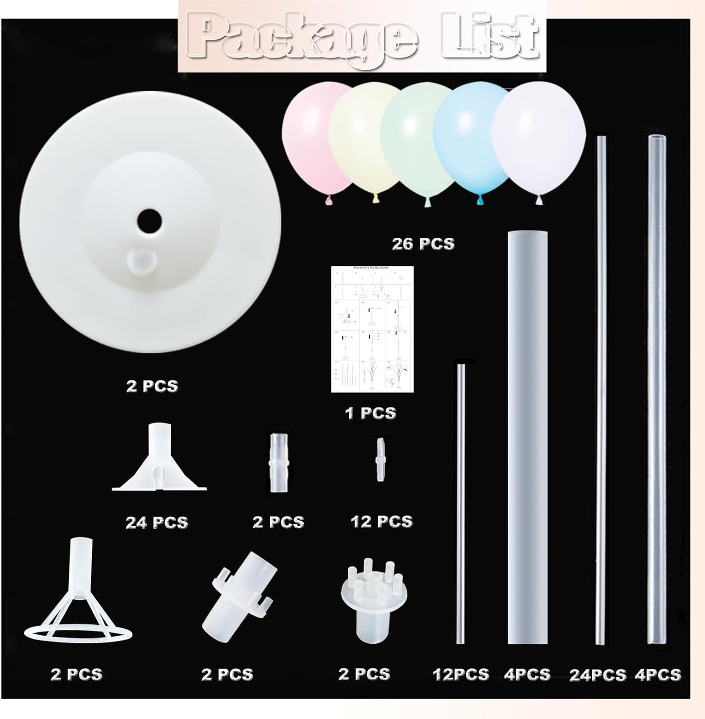 Balloon Column Kit Set of 2 With Balloons Included - Balloon Tower with Stand, Base, and Pole,Backdrop Decoration for Wedding, Baby Shower, Birthday Party, or Bachelorette Parties (Macaron)