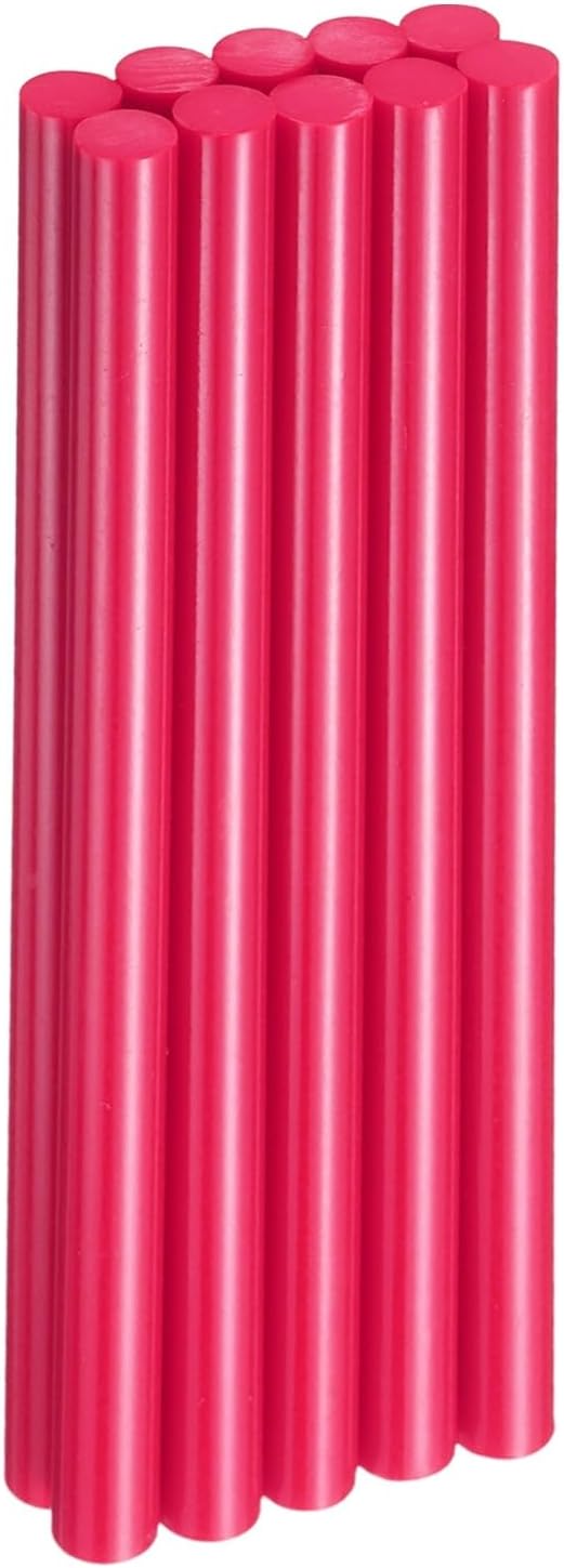 HARFINGTON 10pcs Hot Glue Sticks 0.43" Dia x 7.87" Long EVA Mini Hot Melt Adhesive Glue Stick for Hot Melt Gun Wood Plastic Glass Flowers Fabrics Foam, Rose Red