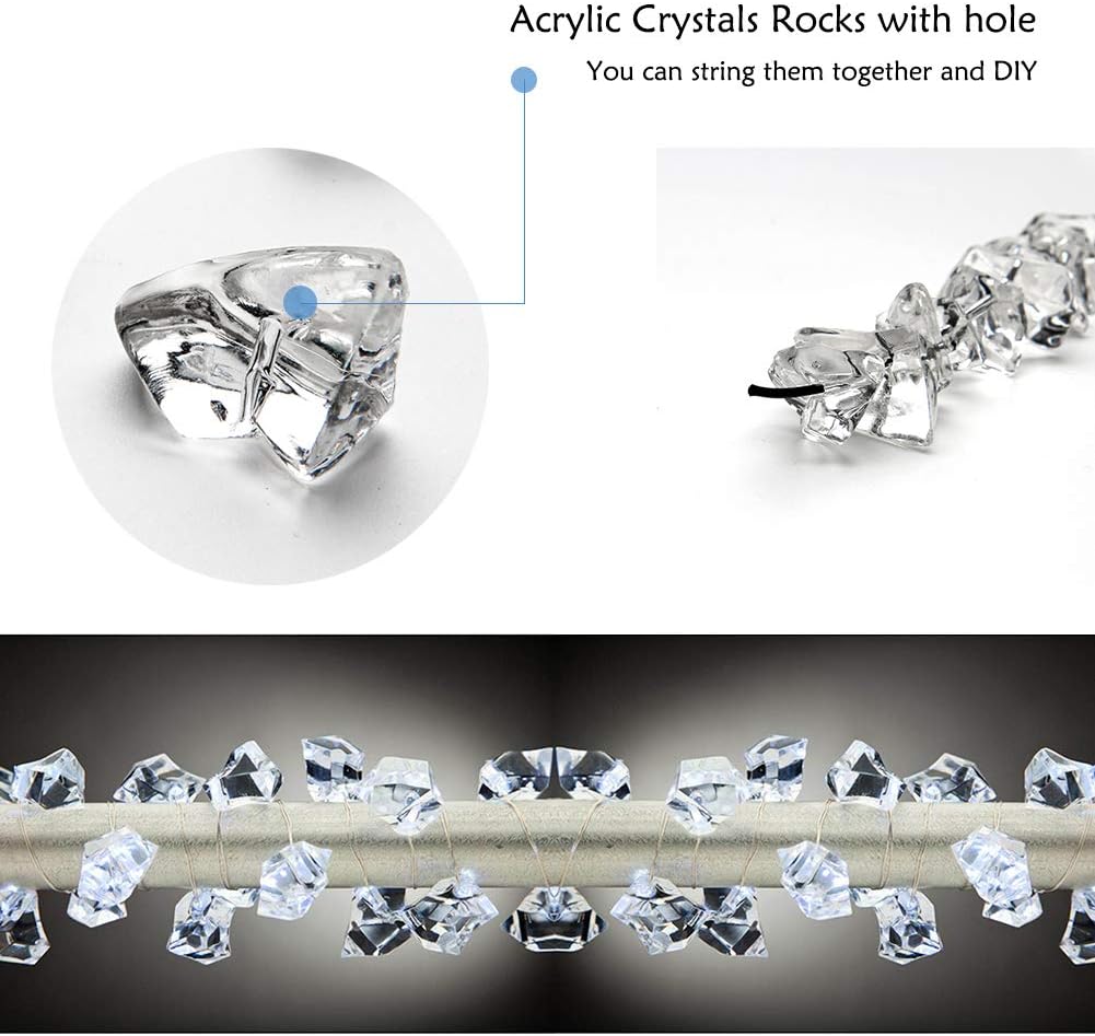 1000Pcs Vase Fillers, Crystal Beads Stones Crafts Small Clear Fake Ice Cubes Acrylic Rock Diamond Stones Clear Rocks Crystals Acrylic for Christmas Decor Home Wedding Birthday Decoration Arts & Crafts