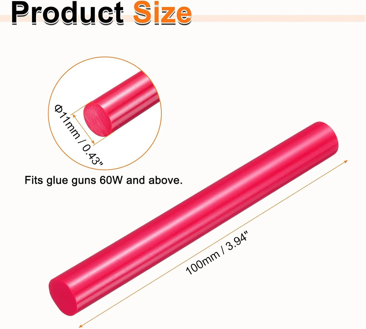 HARFINGTON 10pcs Hot Glue Sticks 0.43" Dia x 3.94" Long EVA Mini Hot Melt Adhesive Glue Stick for Hot Melt Gun Wood Plastic Glass Flowers Fabrics Foam, Rose Red