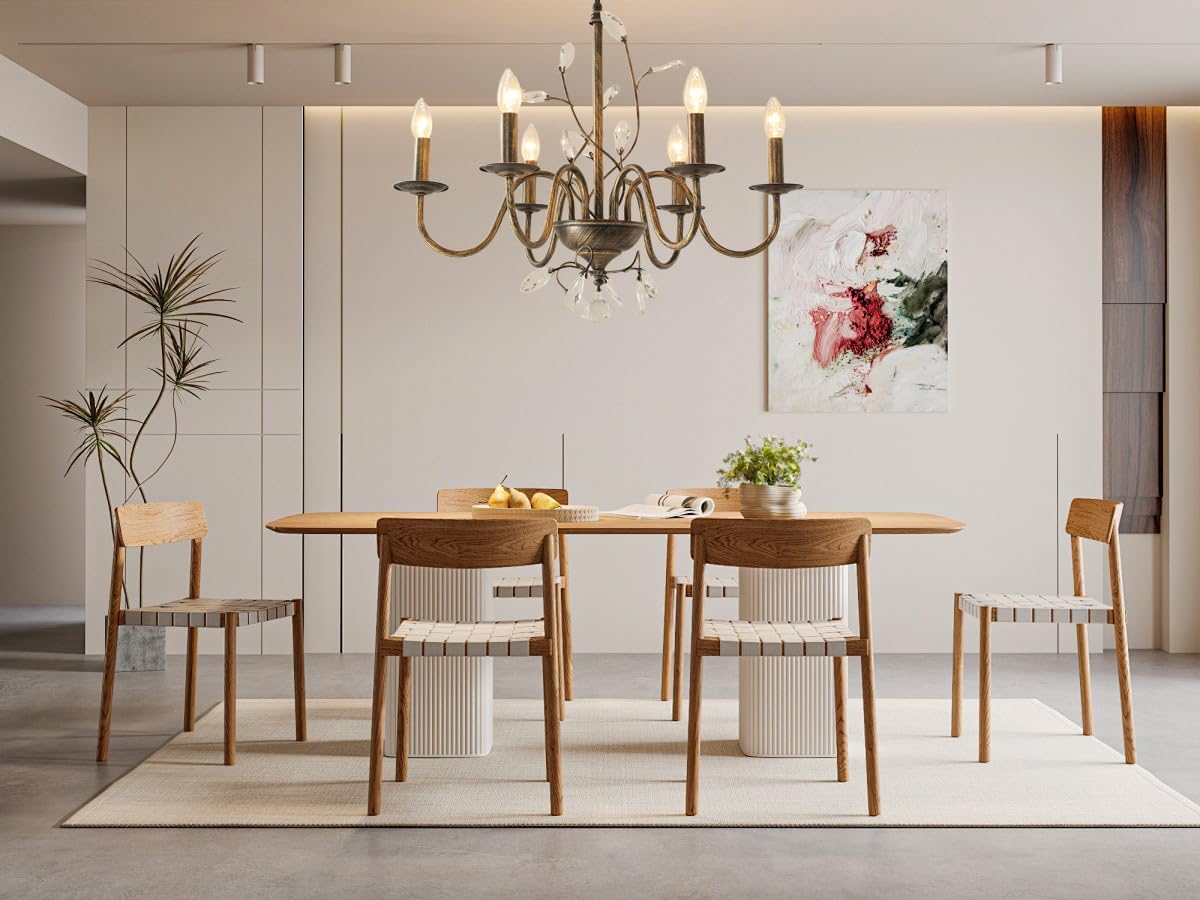 Farmhouse Crystal Chandelier,26 Inch Modern Flower Branch Oil-Rubbed Bronze Rustic Vintage Hanging Pendant Ceiling Light Fixture for Living Room Dining Room Bedroom Foyer Entryway