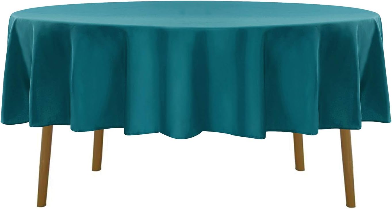 90 inch Round Tablecloth Washable Polyester Table Cloth Decorative Table Cover for Wedding Party Dining Banquet（90 inch,Teal）