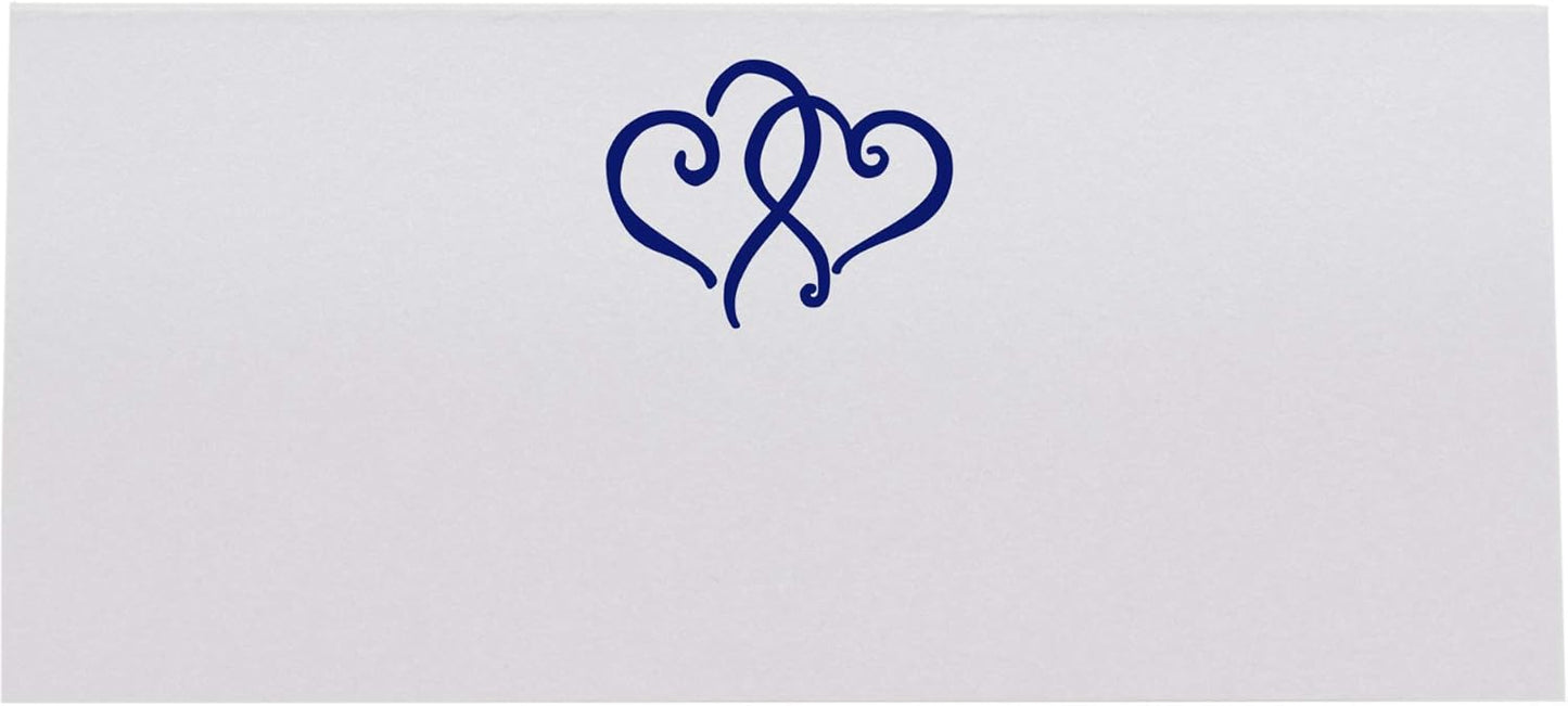 Linked Hearts Place Cards, Navy (Choose Color), Set of 25, Pre-cut and Scored - Wedding, Party, Dinner, and Special Events - Made in the USA