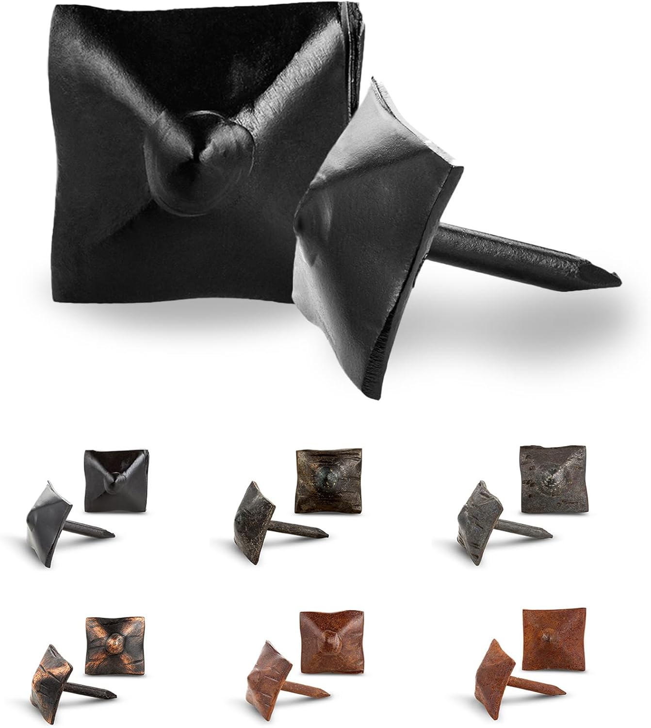 25 Pack 0.75" Square Head Iron Clavos Decorative Nails – Black – Handmade Rustic Square Fasteners for Farmhouse Shutters, Faux Wood Beams, Barn Doors, Shutters, and Gates – Ornamental Wood Accent