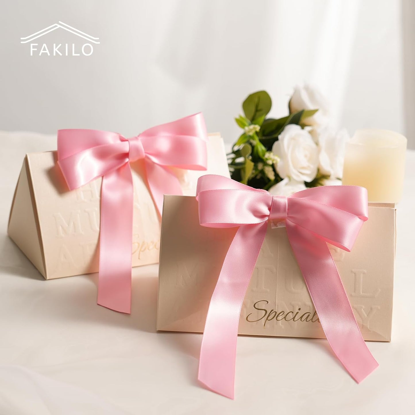 Pink Bows for Gift Wrapping, 5'' X 7'' Satin Gift Bows for Birthday, Wedding, Party, 30 Pcs