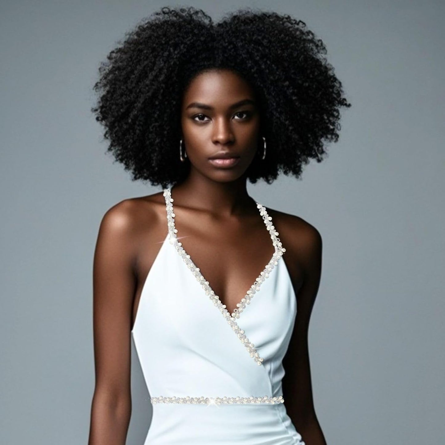 2 Yard Pearl Chain Silver Rhinestone Trim String Crystal Applique Fringe Ribbon Strips Beads Sewing Dress DIY Party Wedding Bouquet for Decoration Bridal Costume Embellishment