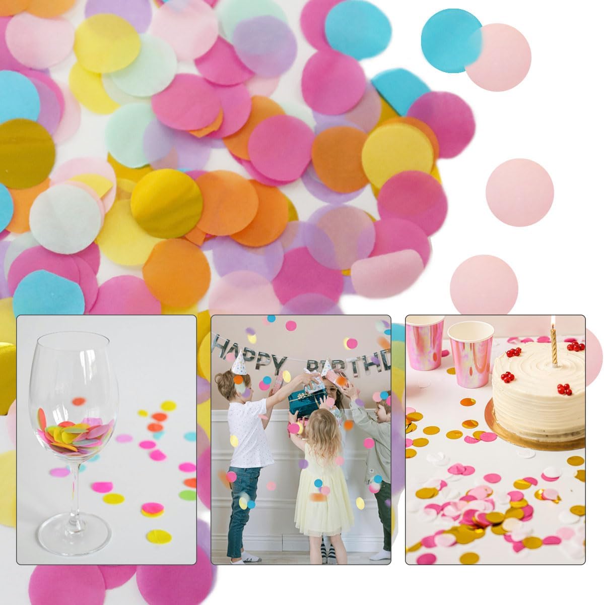 10000 Pieces 1 Inch Round Tissue Paper Confetti, 3.5 oz Multicolor Round Tissue Confetti, for Weddings, Anniversaries, Arts Craft DIY Scrapbooking