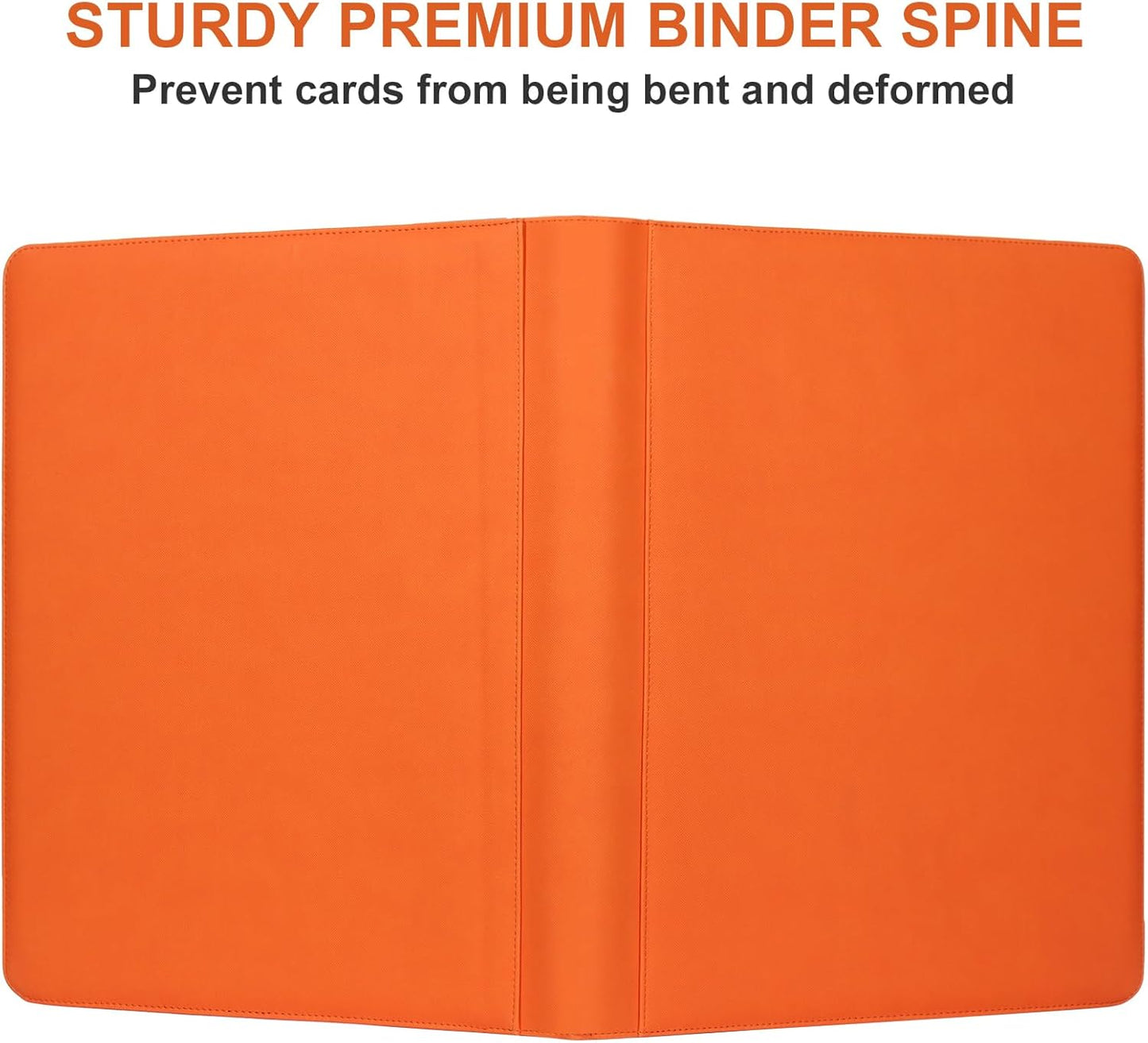 1000+ Pockets Trading Card binder, GEAoffice PU Cover Card Collection Binder, Premium 16 Pockets Card Holder Folders, Side Loading Card Album for YuGiOh, MTG, TCG, Game Cards & Sports Cards, Orange