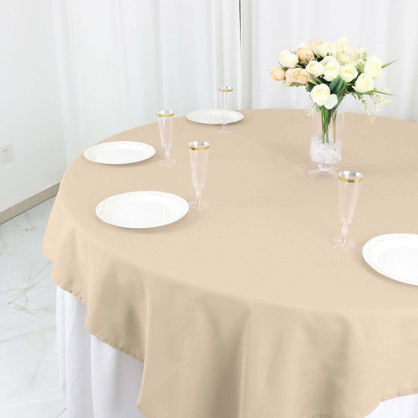 Efavormart 70" Square Linens Nude Wholesale Linens Polyester Square Linen Tablecloth for Wedding Banquet Party Restaurant