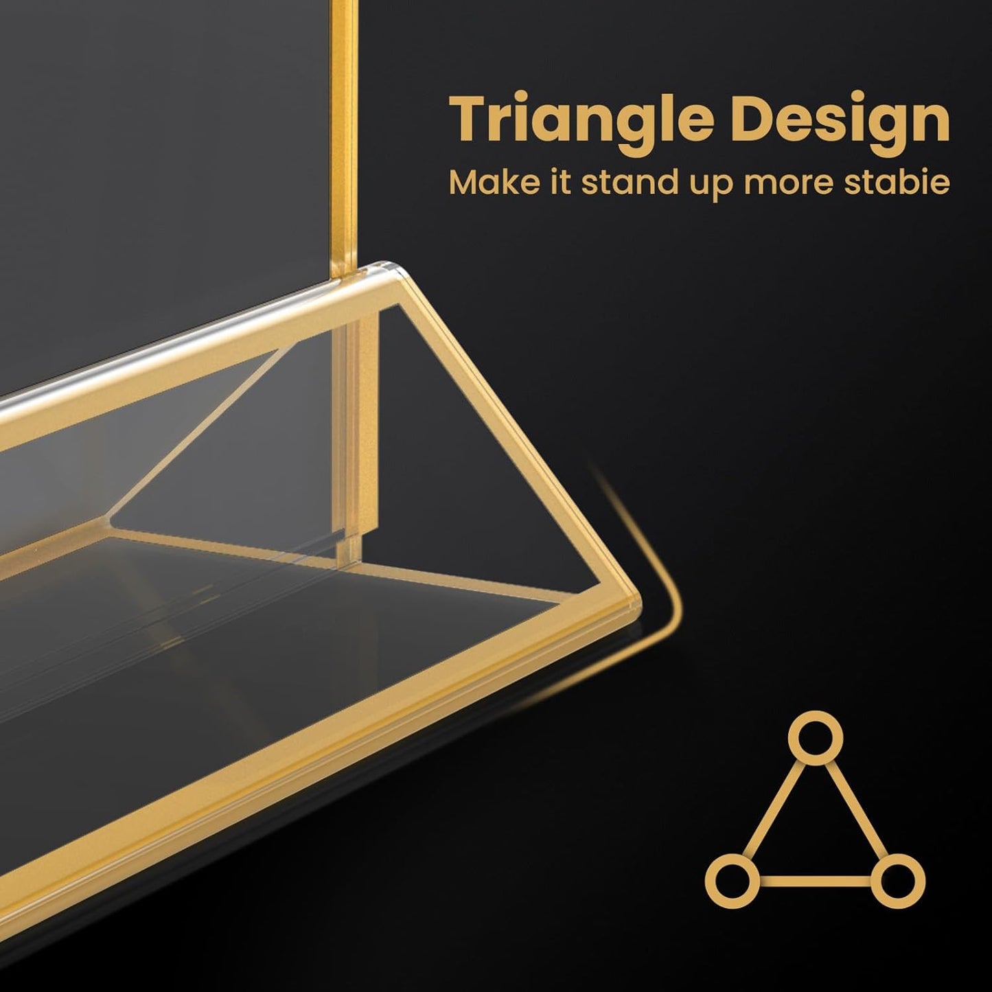 5x7 Gold Acrylic Sign Holder, 12 Pack Wedding Table Number Stands With Vertical Gold Borders, Double Sided Picture Frame Paper Stand, Clear Photo Display Menu for Party, Home, Restaurant