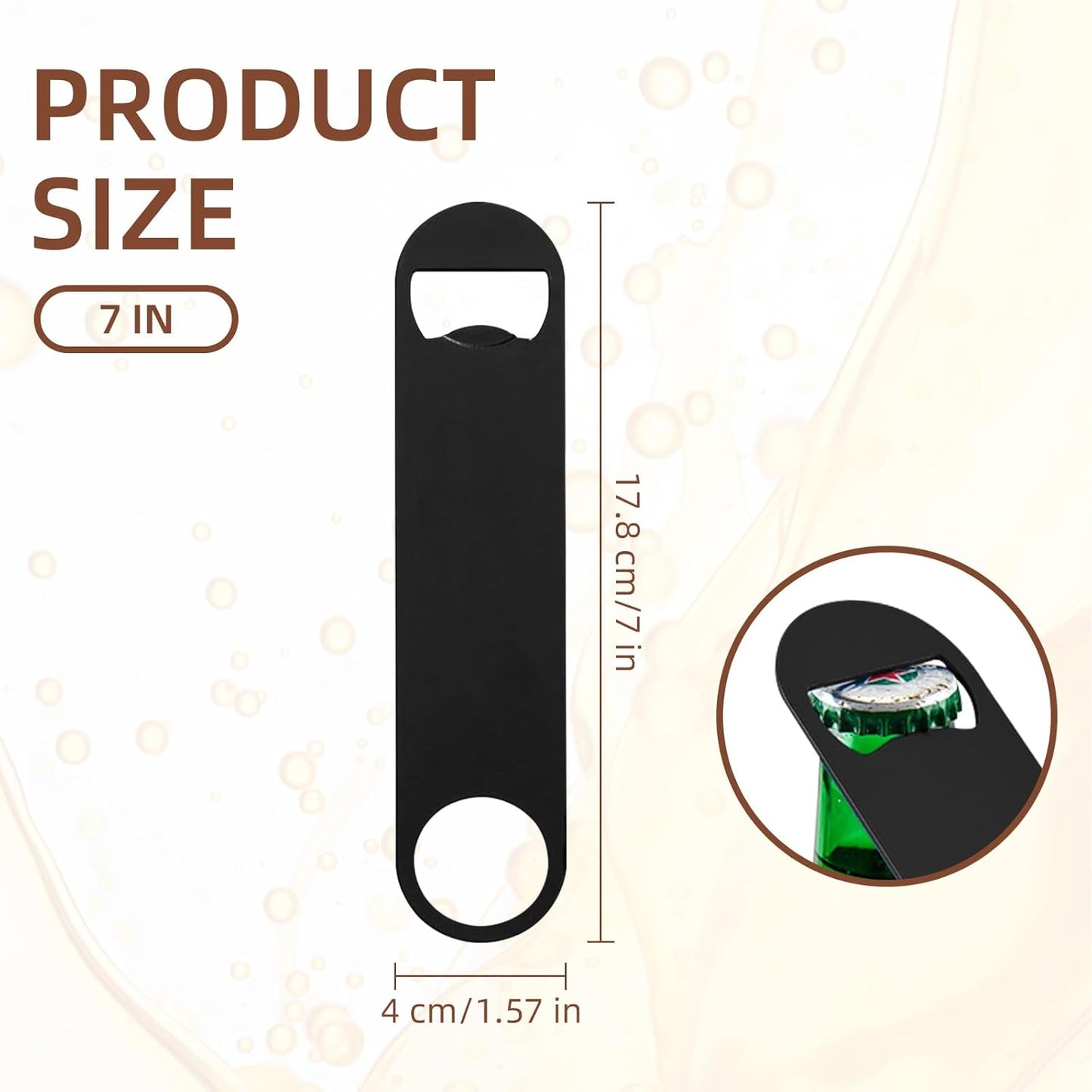 100 Pack Flat Beer Bottle Opener 7 inch Stainless Steel Flat Bottle Opener Black Beer Bottle Openers for Bartender Kitchen Bar Restaurant (7 Inch)