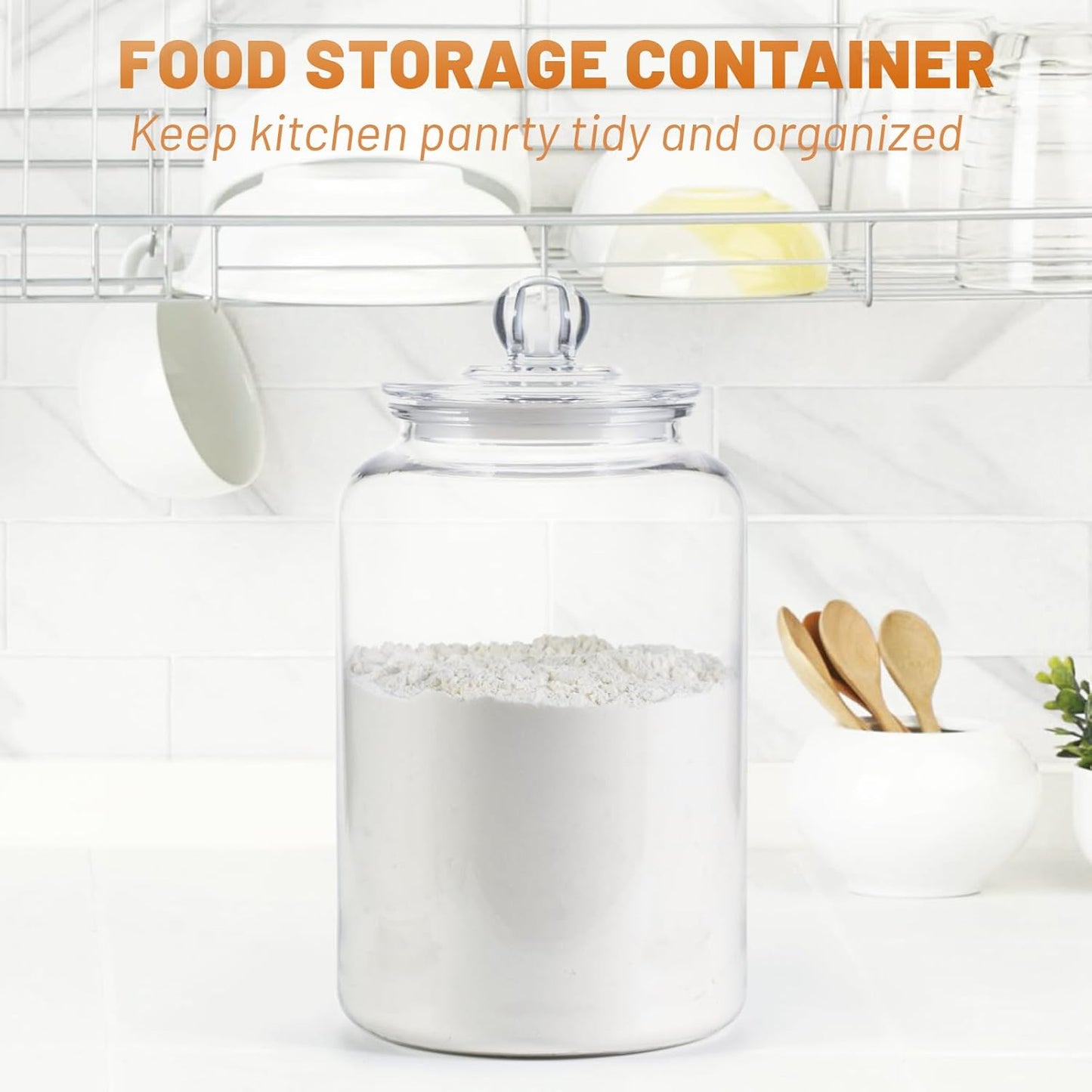 2 Pack 1 Gallon Plastic Cookie Jars, Unbreakable Apothecary Jars with Airtight Lids, Food Storage Canisters for Flour, Sugar, Candy