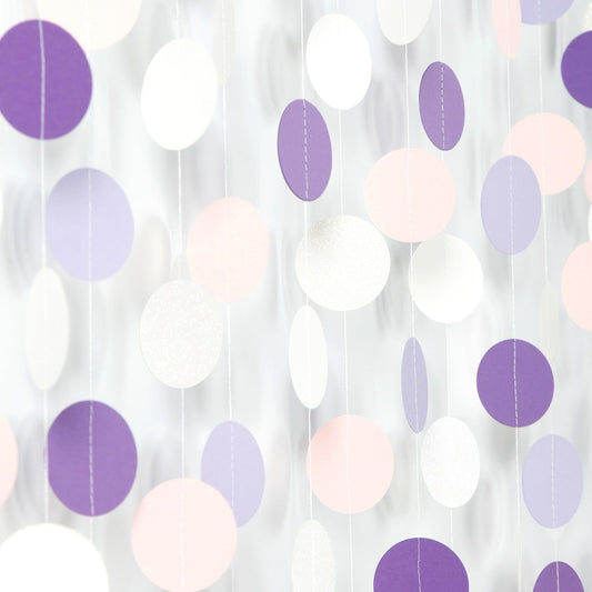 Purple-White Pink Birthday Party-Decorations Streamers - 52FT Girl Women Hanging Paper Garland Banner,Baby Bridal Shower Engagement Wedding Anniversary Bachelorette Backdrop Decor Hugtmr