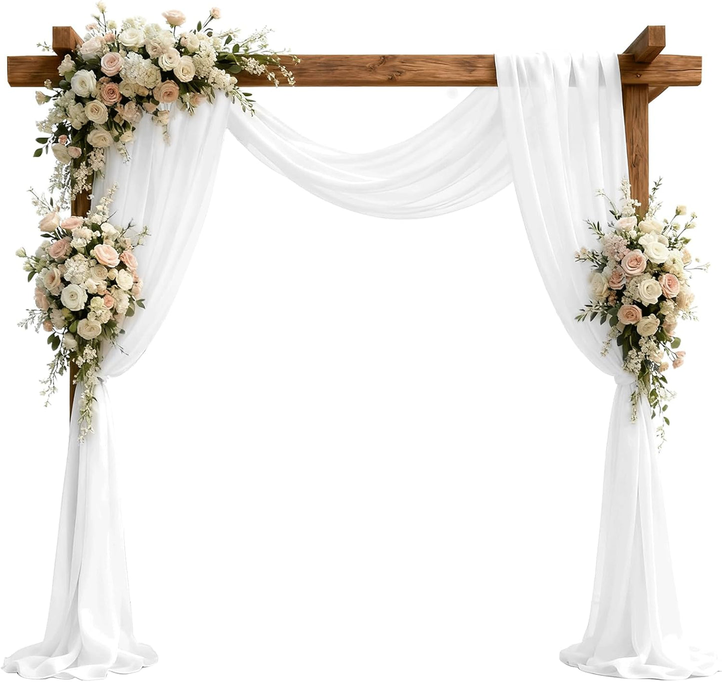 Wedding Arch Draping Fabric 29" x 18 FT White Sheer Chiffon Outdoor Curtain Drapes for Wedding Birthday Party Ceremony Decor(1 Panel, White)