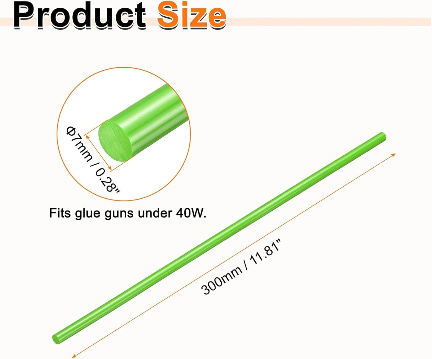 HARFINGTON 10pcs Hot Glue Sticks 0.28" Dia x 11.81" Long EVA Mini Hot Melt Adhesive Glue Stick for Hot Melt Gun Wood Plastic Glass Flowers Fabrics Foam, Light Green