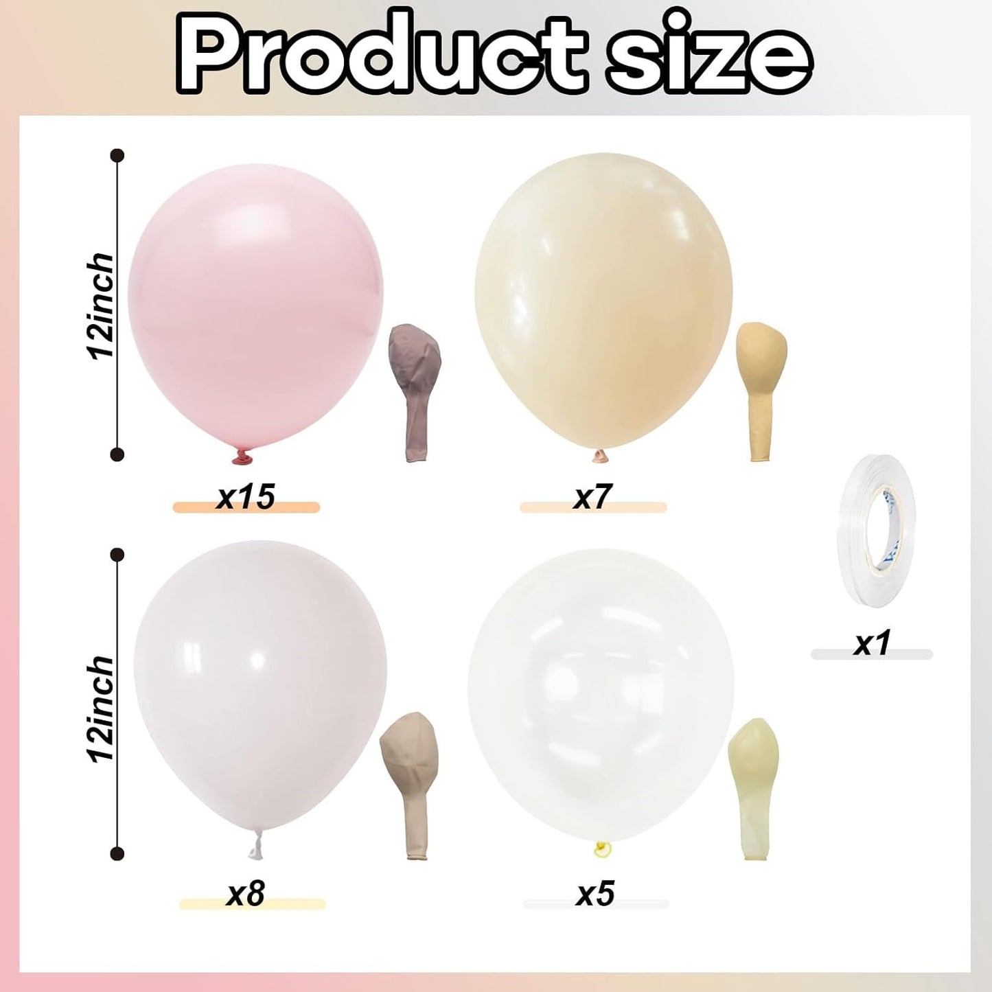 Pastel Pink and White Balloons, 12 Inch 35PCS Light Baby Pink Beige Cream White with Clear Latex Balloon for Girls Birthday Bachelorette Party Bridal Baby Shower Winter Party Decorations Supplies
