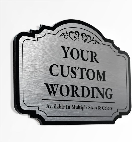 Design 24x18 In Metalic Silver Decorative Outdoor Personalized Aluminum Driveway Signs, Custom Waterproof Made In USA
