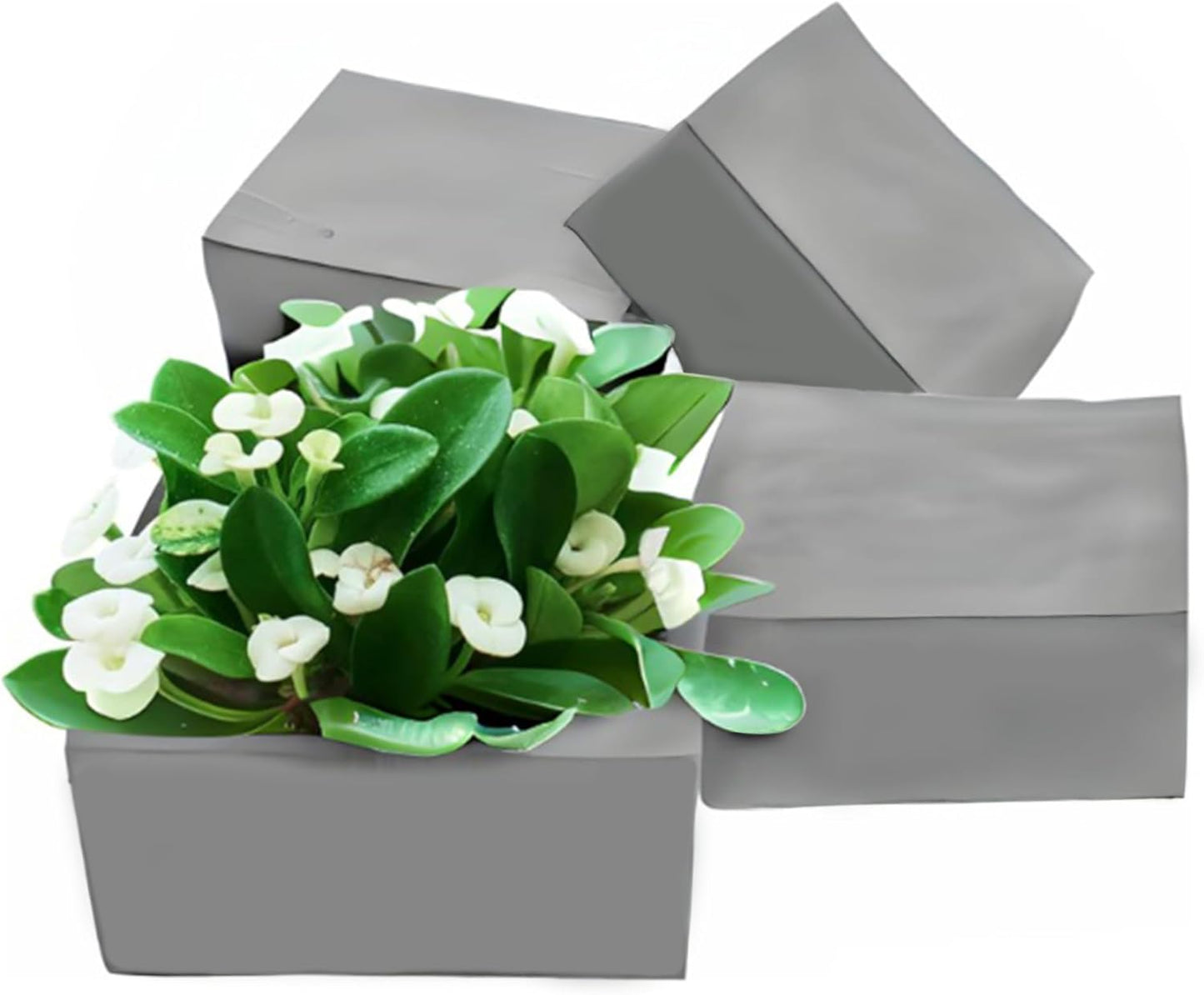 XCEL Floral Foam Blocks - Reusable, Weather Resistant Foam - Perfect for Fresh & Artificial Flower Arrangements, Crafts, Planter Boxes, Home Decor & More - 4-Pk, Gray (7” x 7” x 3”)