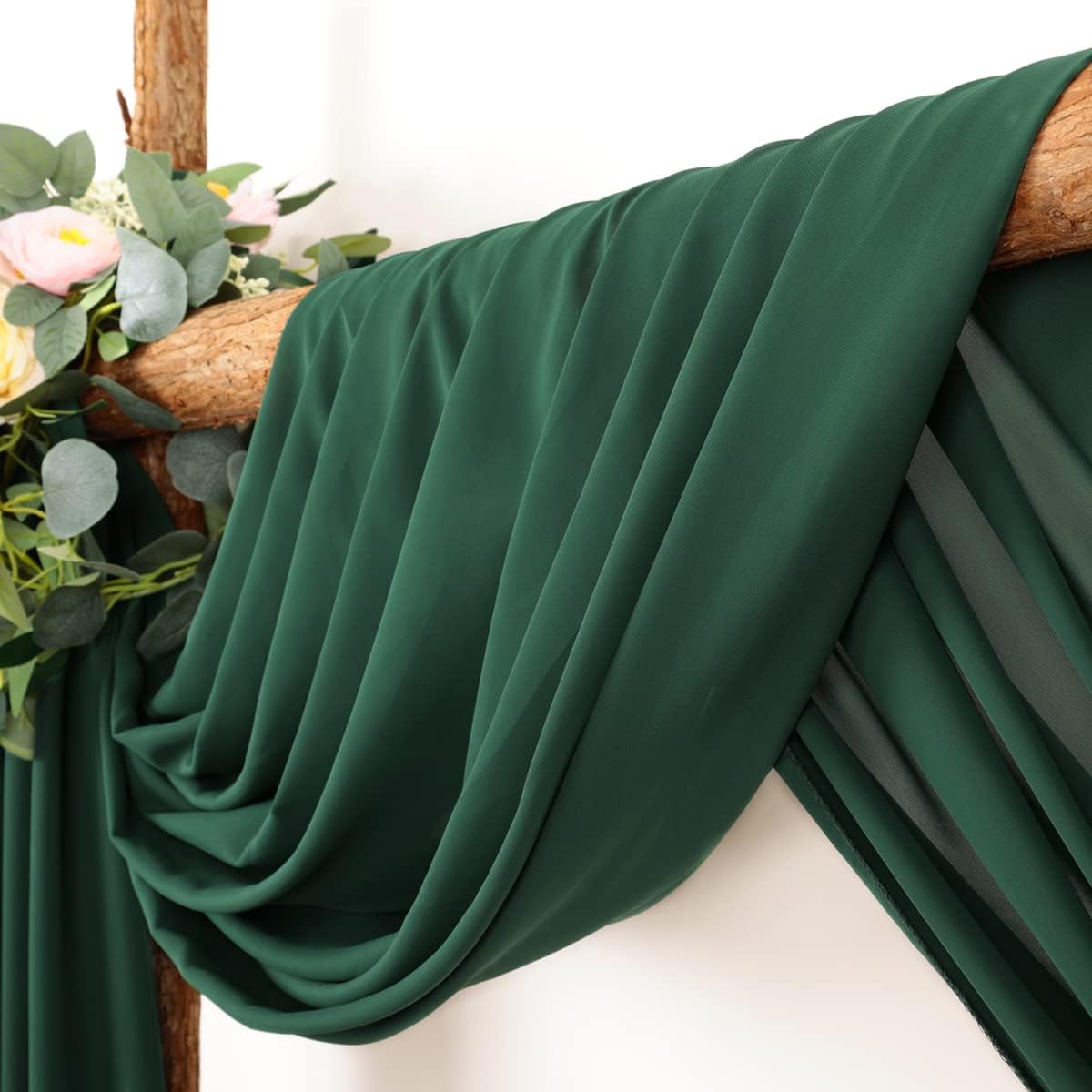 Wedding Arch Draping Fabric 1 Panel 30'' x 18FT Emerald Green Sheer Chiffon Arch Drapery for Photo Booth Bridal Shower Baby Shower Church Decor Newborn Photography Christening Outdoor Party