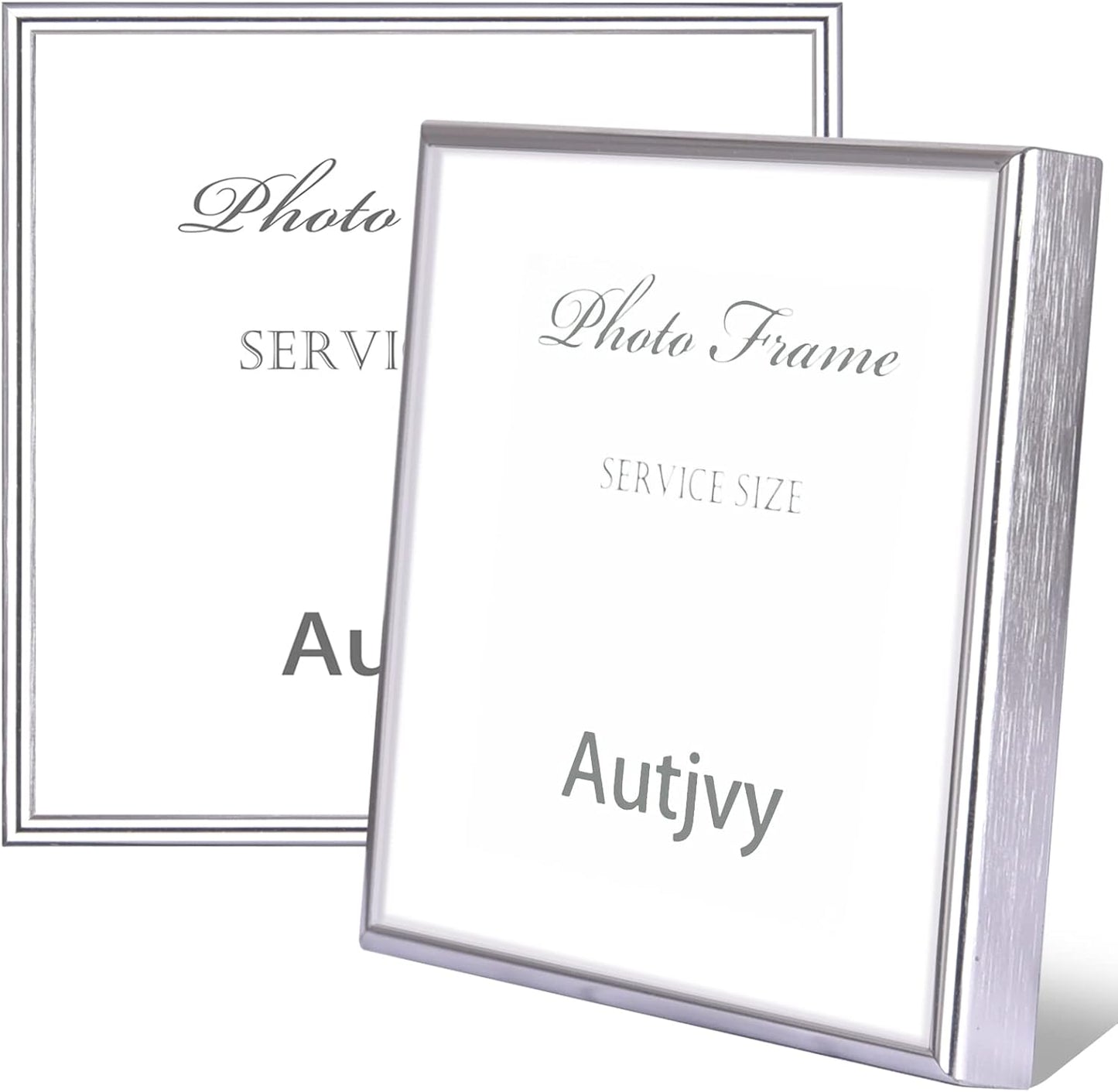 4x4 Picture Frame Silver Brushed Modern Simple Thin Aluminum Metal Photo Frame with HD Real Glass, Display for Tabletop and Wall Collage. (2 Pack)