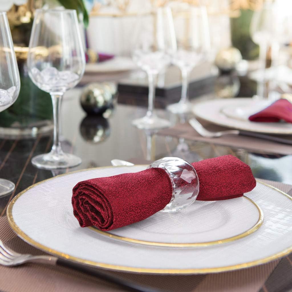 MDLUU 4 Pcs Crystal Napkin Rings, 2.3" Diameter Serviette Buckles, Clear Napkin Holder Rings for Christmas, Thanksgiving, Wedding (Diamond Shaped)