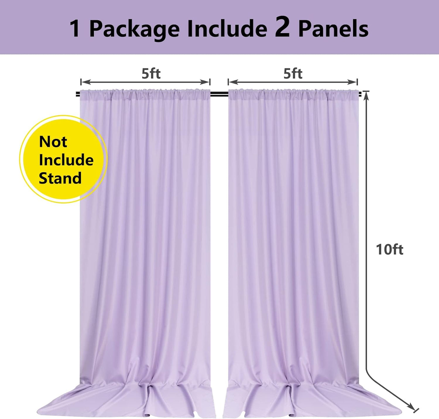 MYSKY HOME 10ft x 10ft Purple Background Curtains - Drapes for Parties, Weddings, Stage & Baby Showers - 2 Panels with Rod Pocket