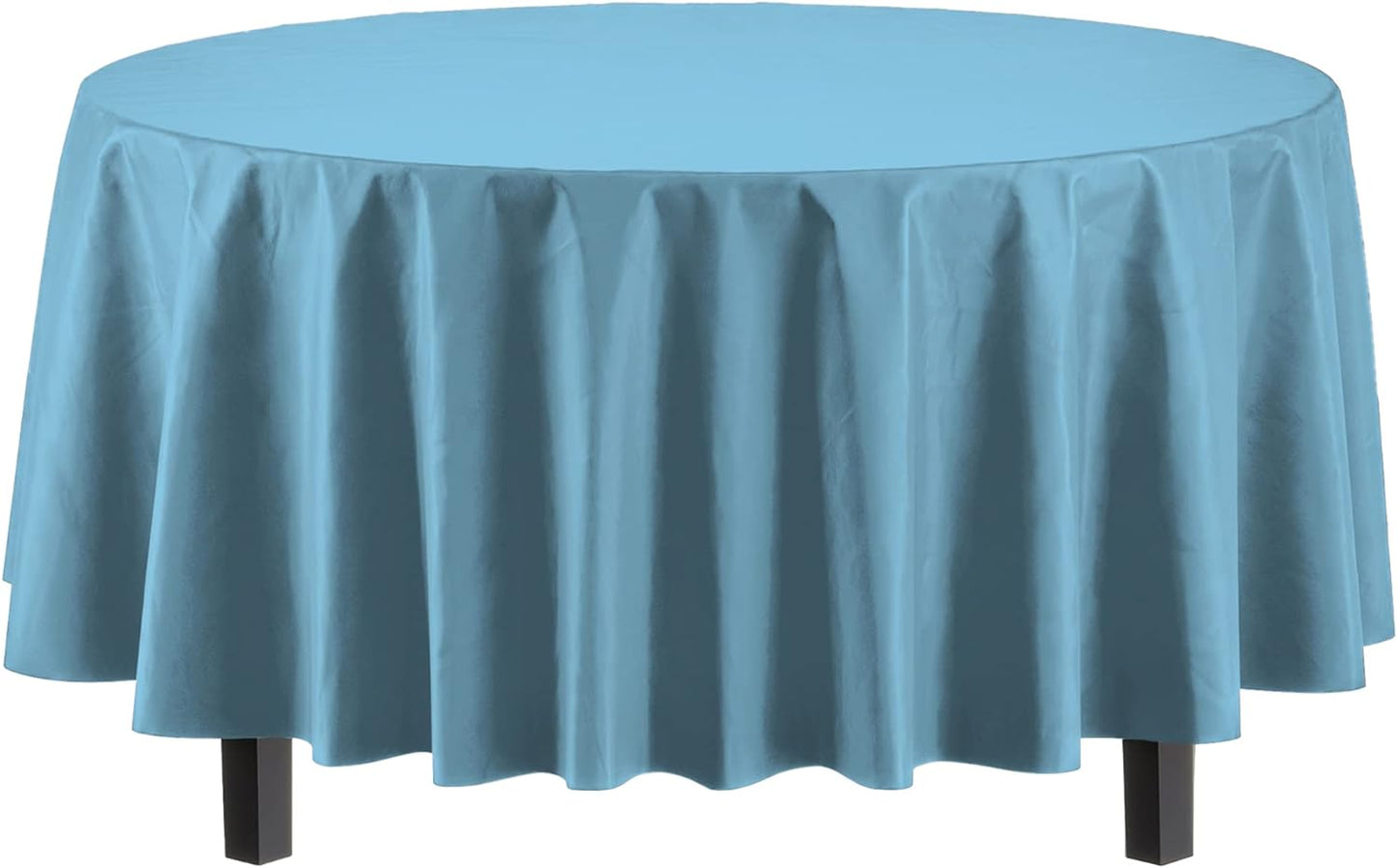 Exquisite 12-Pack Premium Plastic Tablecloth 84in. Round Table Cover - Sky Blue