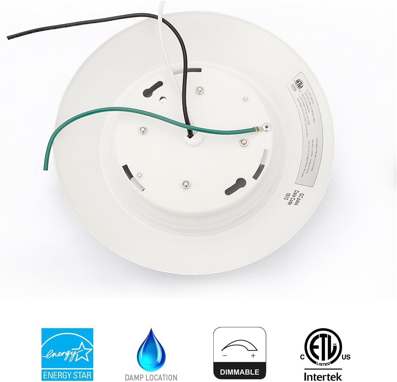 20 Packs 4 Inch LED Low Profile Recessed & Surface Mount Disk Light, Round, 10W, >600 Lumens, 5000k Daylight White, CRI80, DOB Design, Dimmable, ETL Listed, White