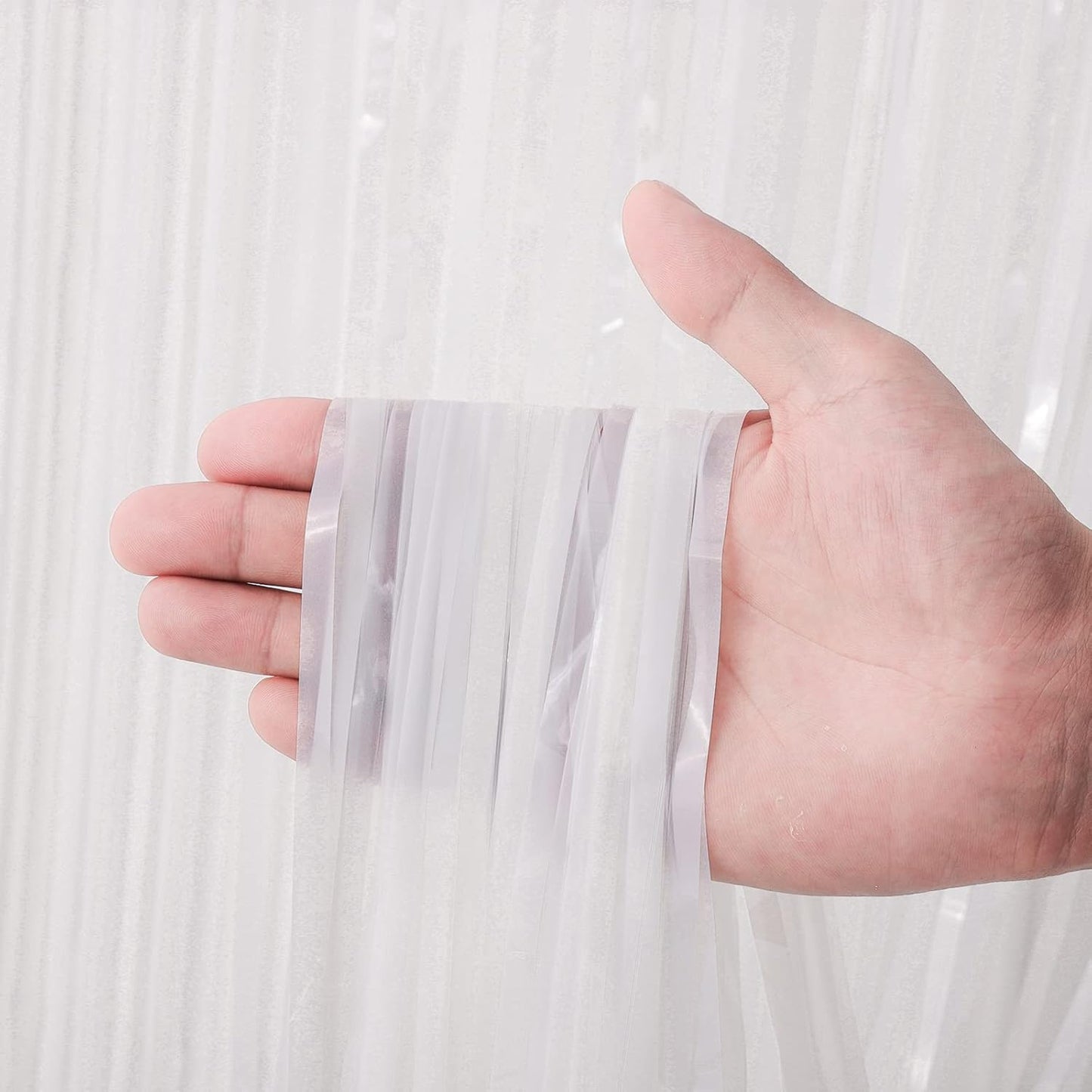 4 Pack White Foil Fringe Backdrop Curtains, Tinsel Streamers Birthday Party Decorations, Fringe Backdrop for Graduation, Baby Shower, Gender Reveal, Disco Party