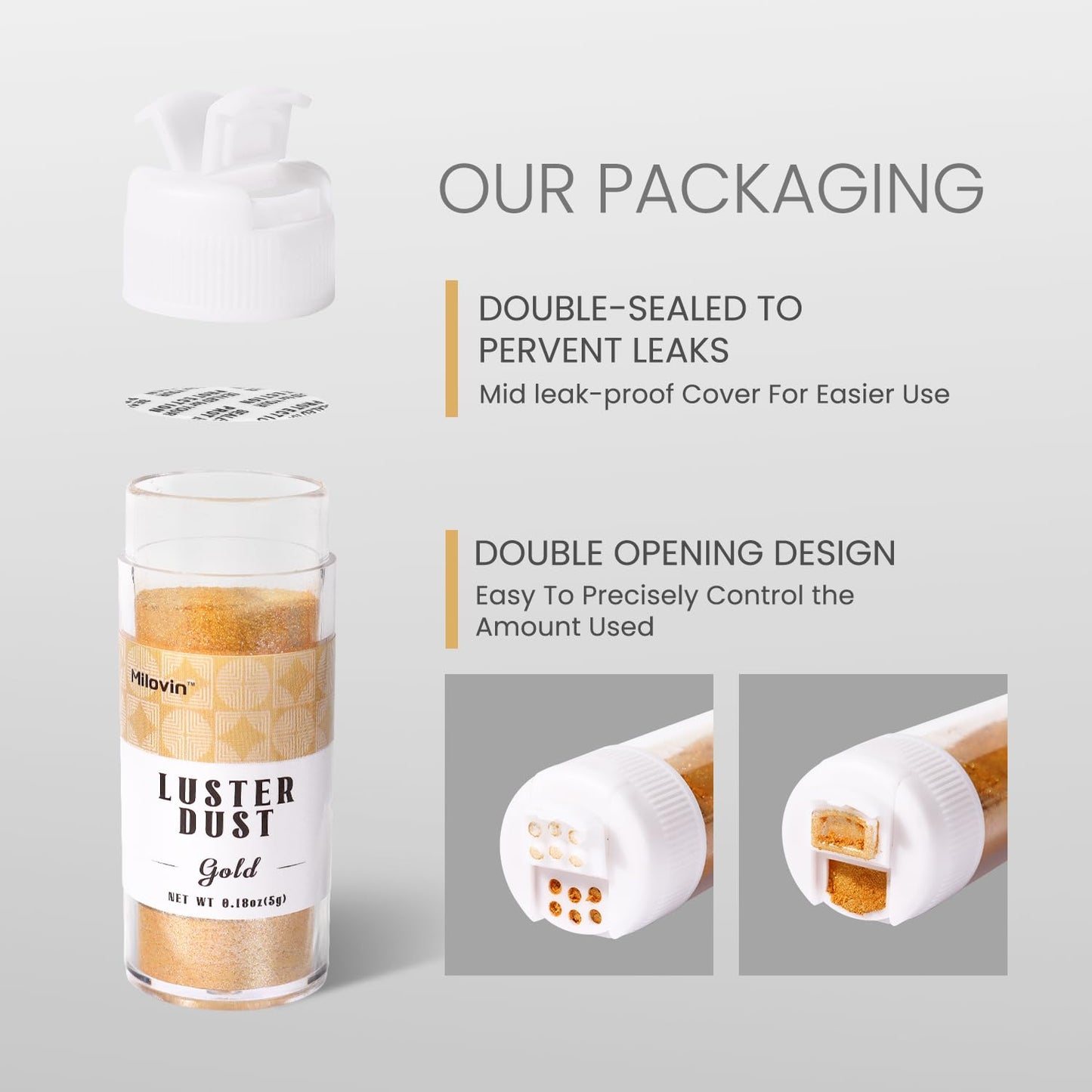 Gold Edible Glitter for Drinks, 5g Luster Dust Edible for Food, Perfect for Cake Decorating, Cocktails, Cupcakes, Drinks, Chocolate, Strawberries(0.18oz, Gold)