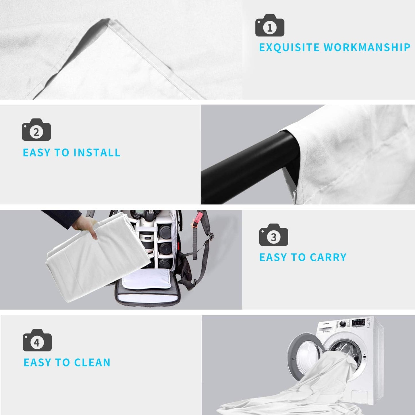 ISSUNTEX 10X10 ft/3X3 Meters Background Photo Backdrop, Photo Studio, Collapsible High Density Screen for Video Photography and Television-White